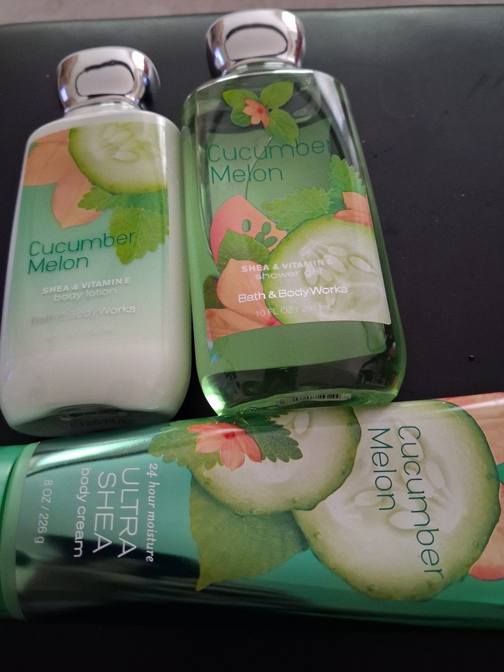 Bath & Body Works Cucumber Melon Body Care Trio - Green & White